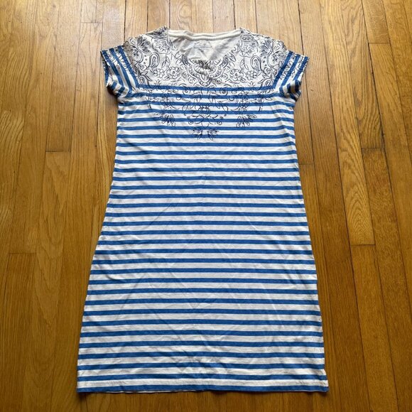 Vineyard Vines Size XS Blue & White Striped Scarf Print T-Shirt Mini Dress - Picture 9 of 16